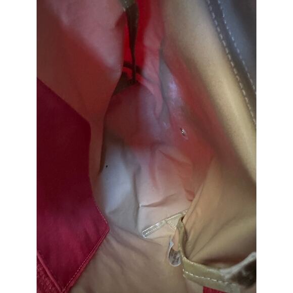 Longchamp Le Pliage Original Backpack Brown Red Nylon Leather Travel Bag Logo - Picture 14 of 15